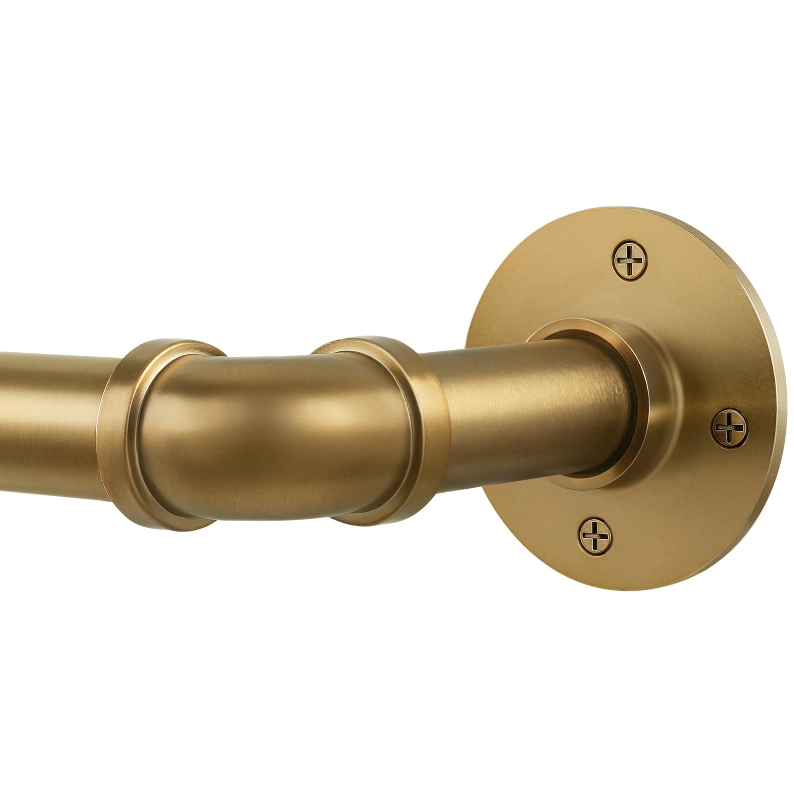 DEFYNEE Curtain Poles for Eyelet Curtains, 80-305cm Industrial Curtain Rods, 25mm Diameter Extendable Curtain Rails Indoor/Outdoor Curtain Rods for Bedroom, Living room, Office -Gold