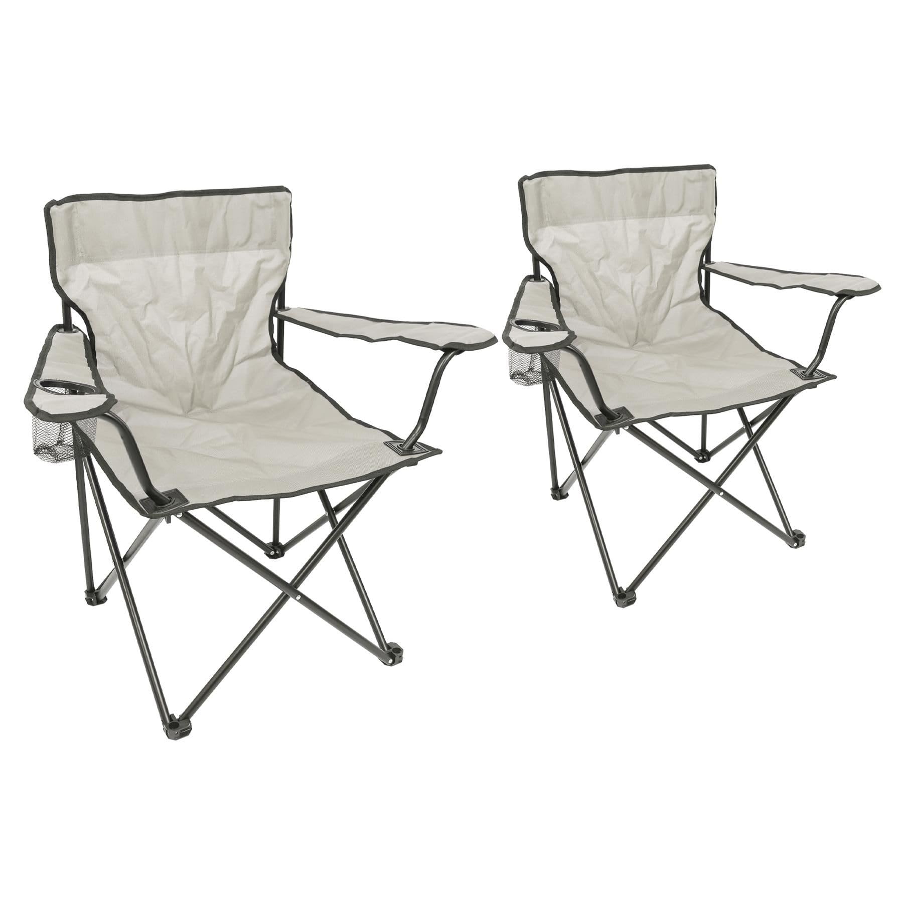 Harbour Housewares Folding Camping Chairs - Beige - Pack of 2 - Canvas Outdoor Lawn Seat for Picnic, Garden, Beach, Hiking, Fishing