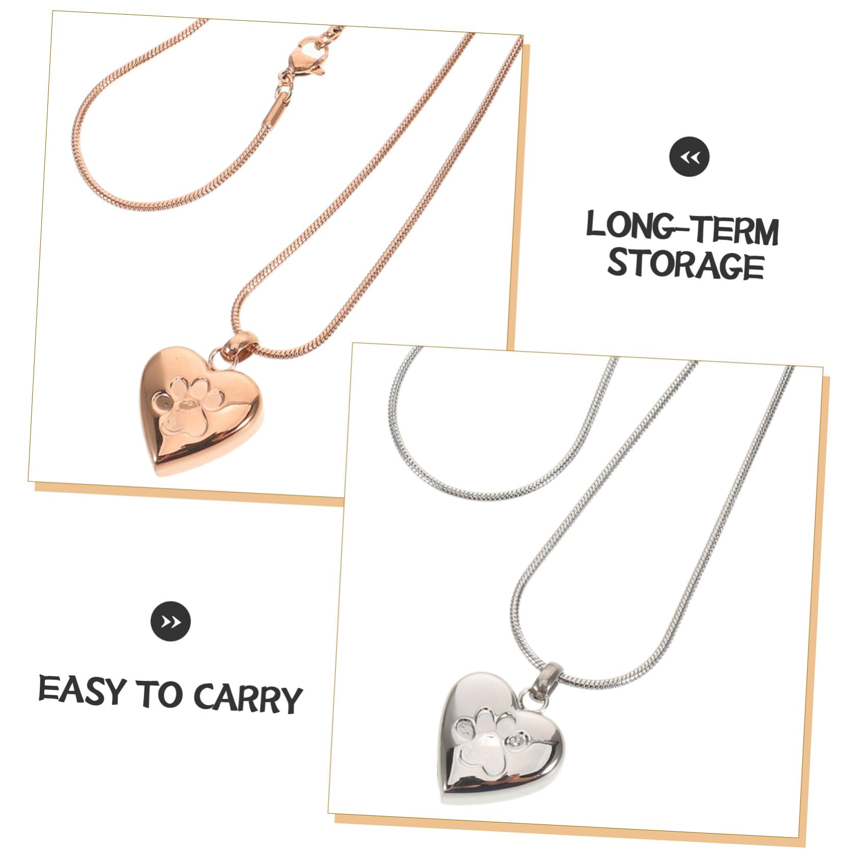 BESPORTBLE 2pezzi Collana Ciondolo per Urna per Animali Domestici in Acciaio Inossidabile Collana Porta Ceneri Forma di Cuore Contenitore per Ricordi di Cane e Gatto