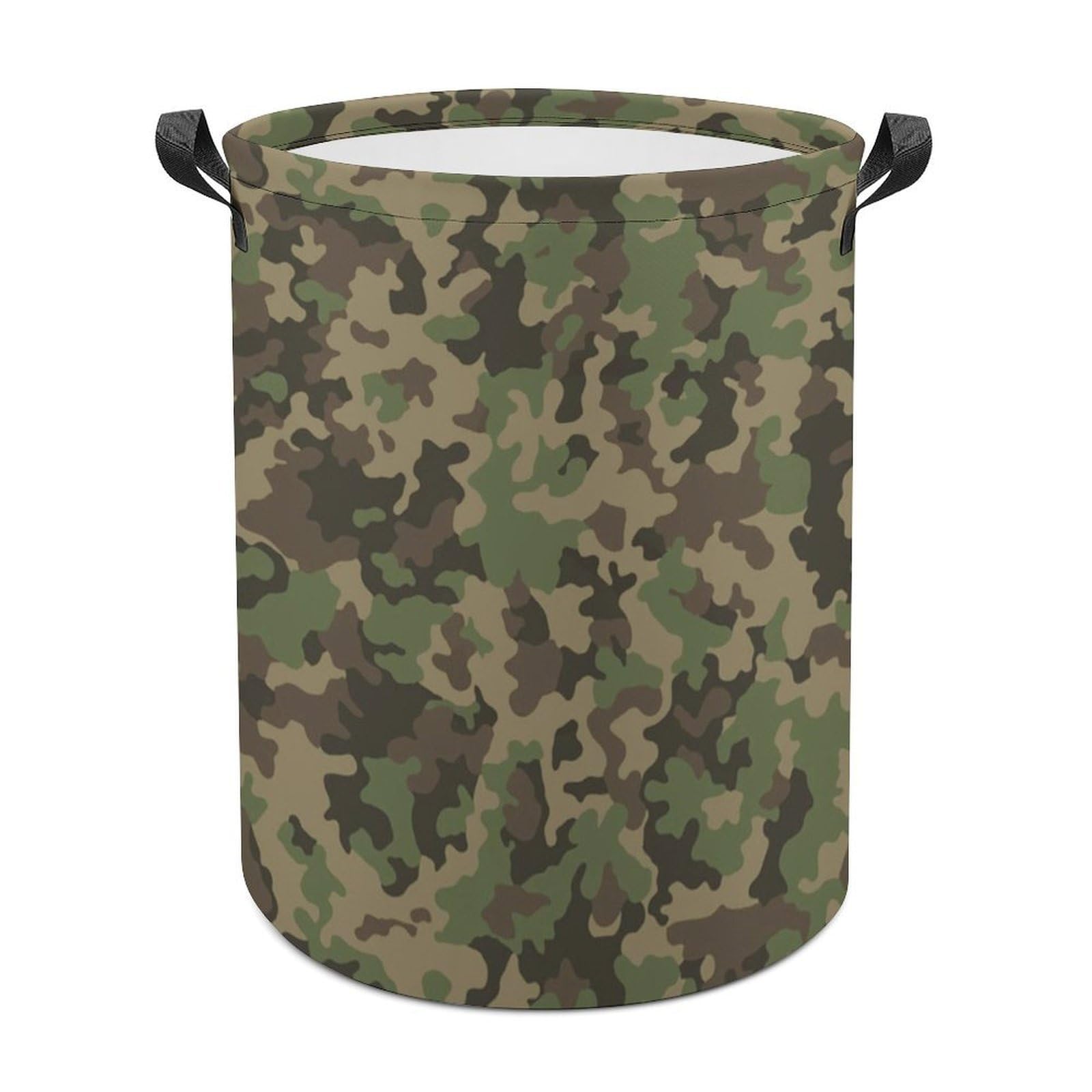 MHYRAC Laundry Hamper, Green Camo Laundry Basket, Washing Basket with Handle