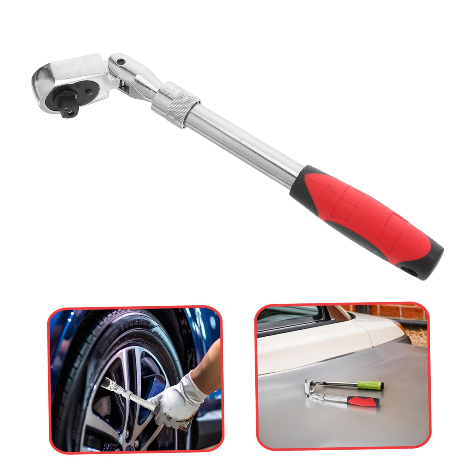 Holibanna Clé à Cliquet Extensible Acier Chrome Vanadium Tête Flexible Dents Réglable avec Dégagement Rapide Outil pour Entretien Automobile