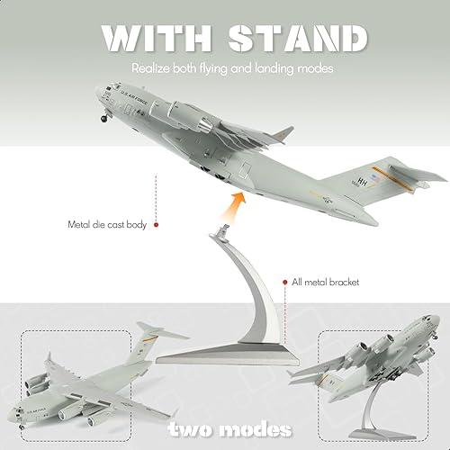 Miniatura 3 de 1/200 C-17 GlobemasterⅢ Kits de modelo de avión fundido con soporte Transport Metal Airplane Modelo de avión pre-construido del Escuadrón de Ala