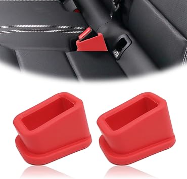 2Pcs Safety Belt Buckle Holder Booster Auto Safety Belt Guard Easy Access to The Buckles of Rear Seats Car Accessories - Friendly to Kids, and Passengers with Special Needs red