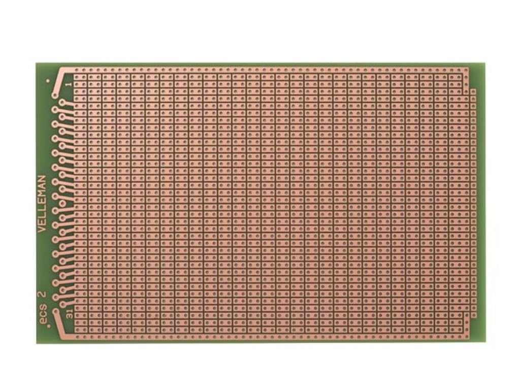 Velleman Eurocard, 100 x 160 mm, 2 styki na wyspę, jednostronne, Eurodin DIN41612 i DIN41617, epoksyd FR-4, zielony