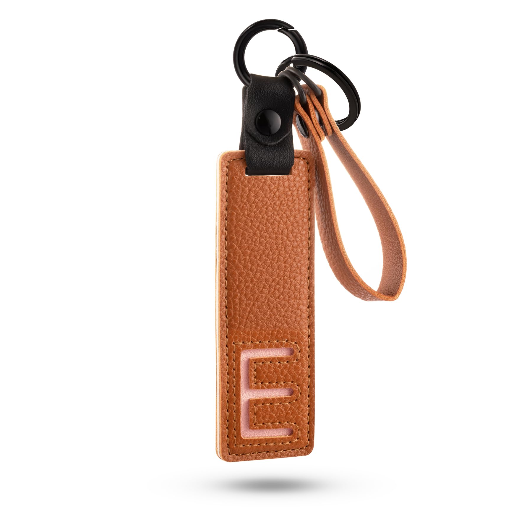 XGALBLA Initial PU Leather Letter Keychains for Women, Two-tone Splicing Key Tag Key Holder Lanyard Strap Luggage Backpacks