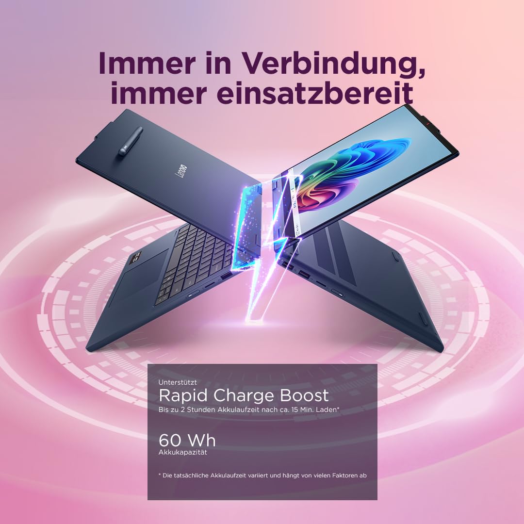 Lenovo IdeaPad 5 2in1 Laptop | 14" WUXGA Touch Display | AMD Ryzen 7 250 | 16GB RAM | 512GB SSD | AMD Radeon 780M | Windows 11 | QWERTZ | exkl. Farbe in Cosmic blau | 3 Monate Premium Care