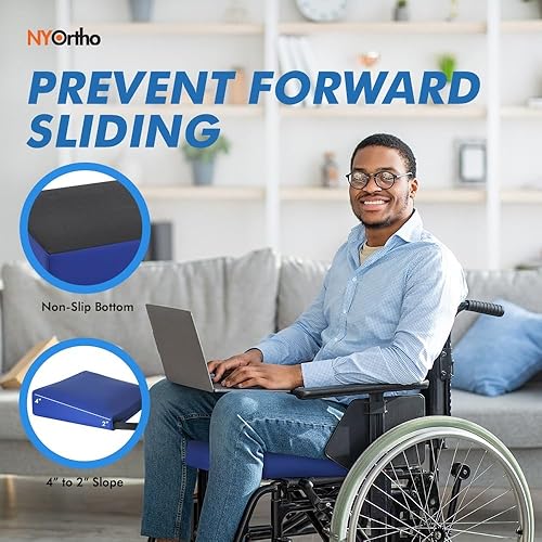 Miniatura 4 de NYOrtho Cojín de asiento de cuña para silla de ruedas, cojín en forma de cuña para sillas de ruedas, sillas de oficina, asientos de automóvil y más,