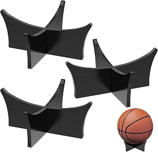 CANIPHA 3-Pack Black Acrylic Ball Display Stand - Holds Football, Basketball, Soccer, Volleyball, Rugby & More for Trophy Showcases