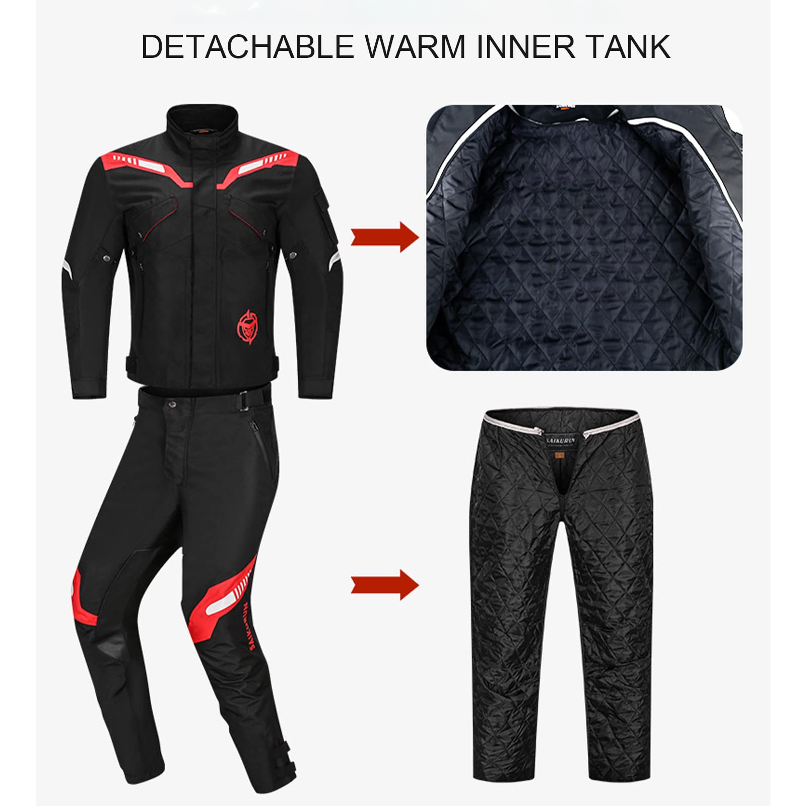 Winter Motorrad Jacke Hosen Set Herren wasserdichte Motorrad Mantel Hose Reflektierend Winddicht Fallschutz Radanzug