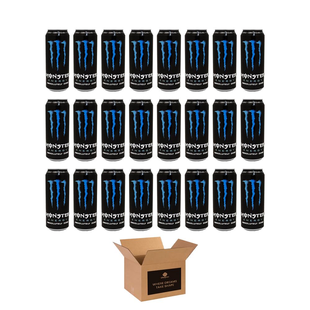 Monster Energy Drink Flavours | Juiced, Zero Sugar, Ultra, Monarch, Fiesta Mango, Strawberry Dreams, VR46, Punch | High Caffeine Sports Energy Drink | 500ml (Pack 24, Absolutely Zero)