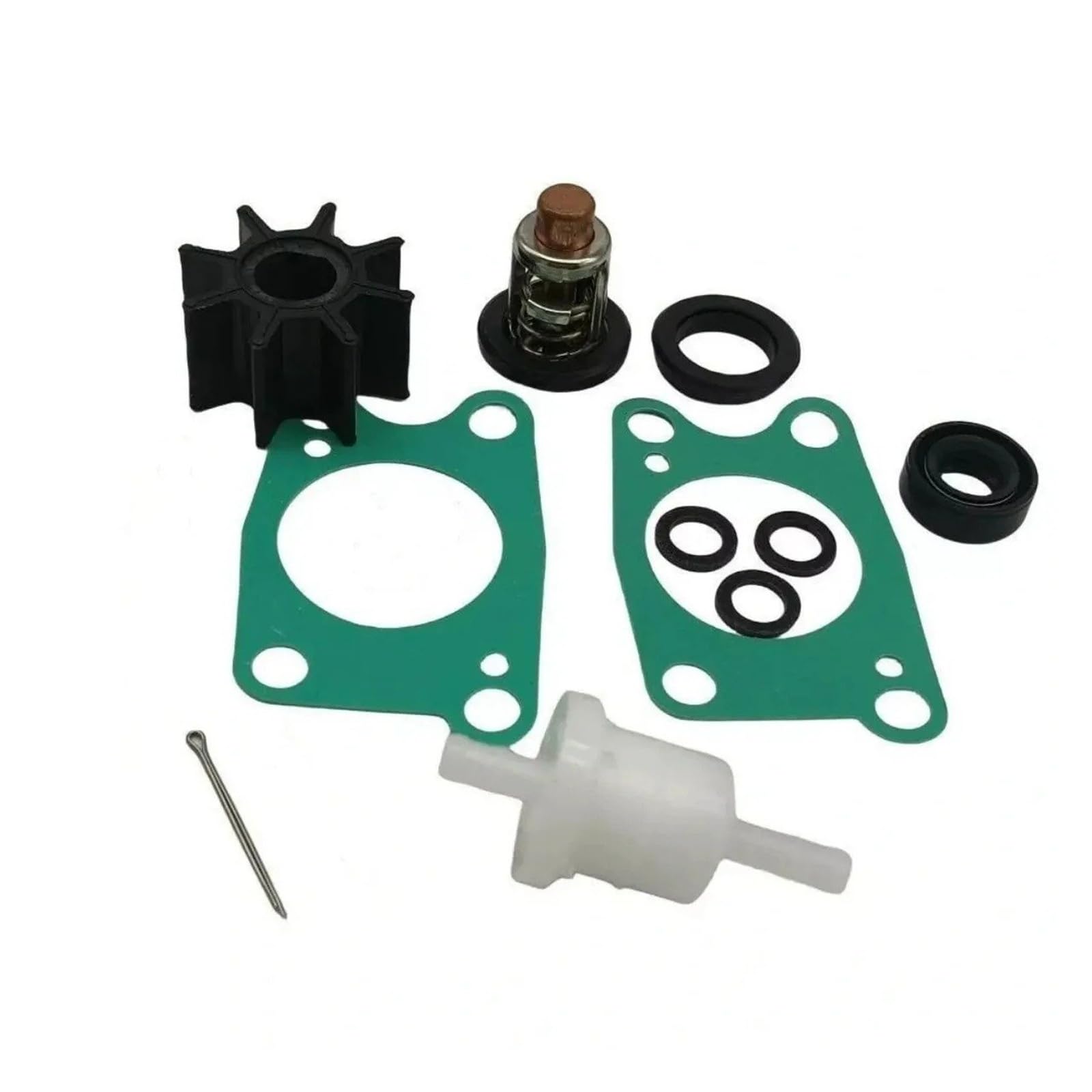 Wasserpumpen Kühlmittelpumpe Für 4 4,5 5 HP BF4 BF4.5 BF5 Marine Außenbord Wasserpumpe Reparatur Mit Thermostat Kraftstoff Filter Öl Dichtung Dichtung Wartung Kit