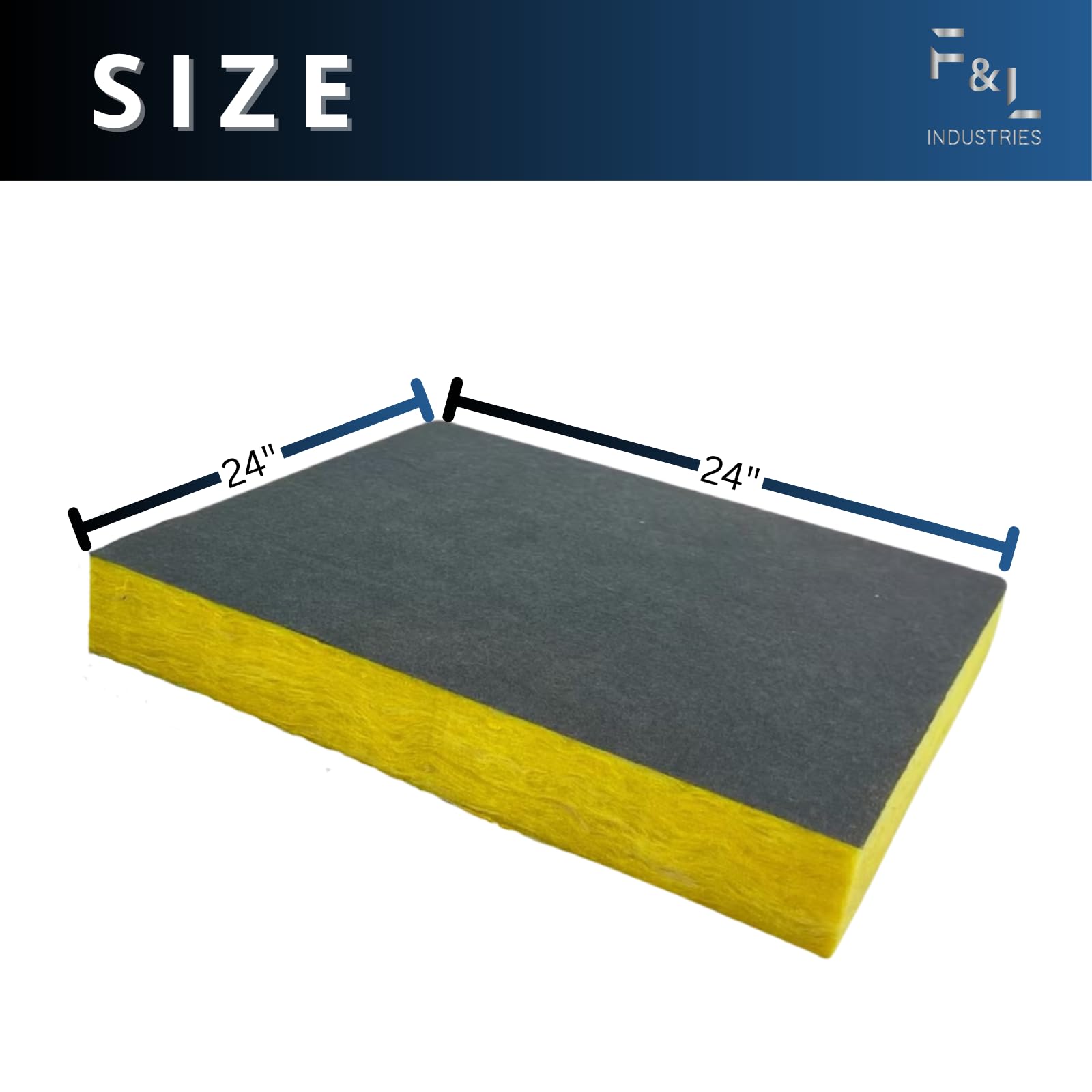 F&L - Paneles de aislamiento acústico de fibra de vidrio de 1 a 2 pulgadas de grosor, 24 x 24 pulgadas y 24 x 48 pulgadas, insonorización térmica para paredes, techos, estudios y aplicaciones de