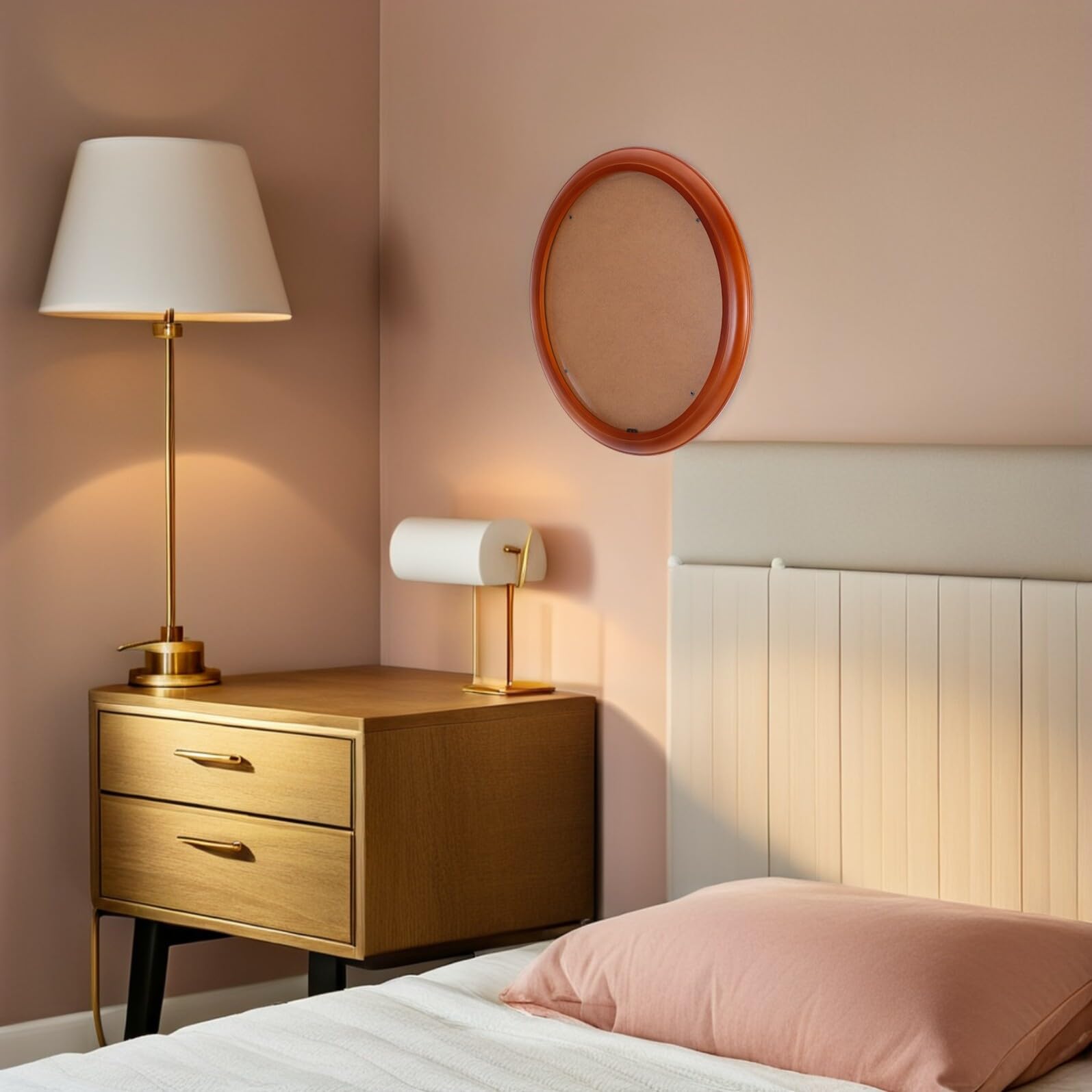 Cornice Portafoto Ovale in Legno Massello 12 Pollici da Parete Decorazione per Casa e Camera da Letto
