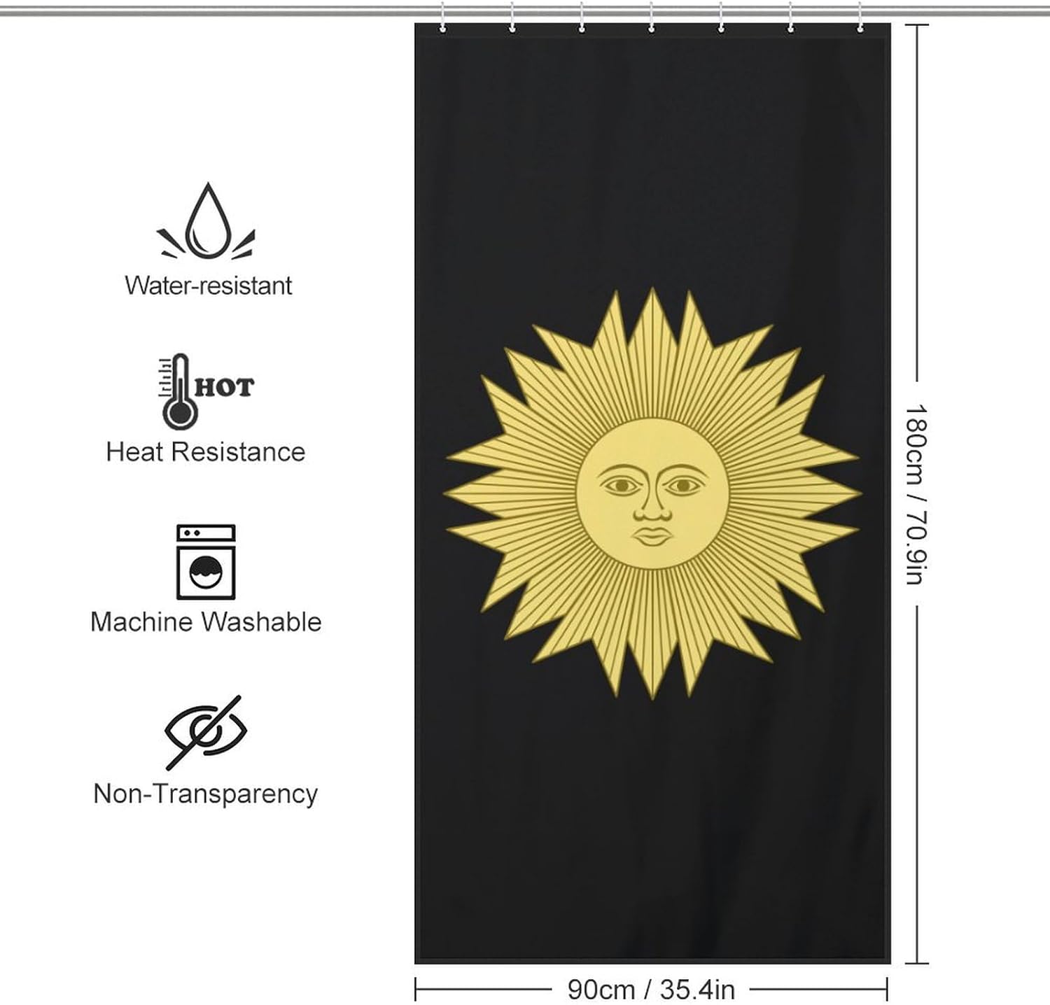 Sun of May Funny Shower Curtains Washable Bath Curtain Liner with Hooks for Bathroom Bath Tubs 36x72Inch（92x183cm）