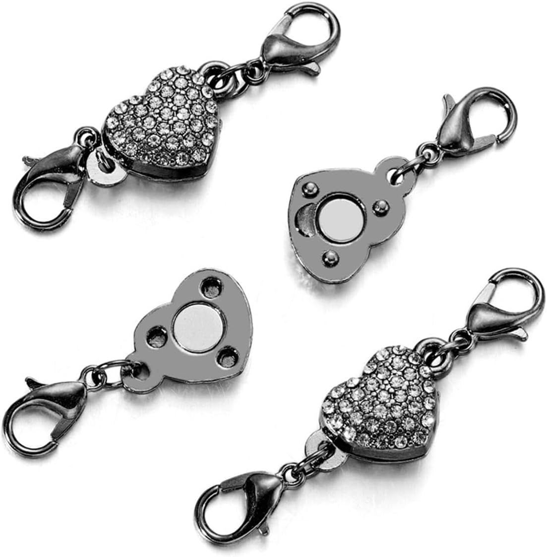 3Pcs Gun Black Heart Shape Necklace Clasps and