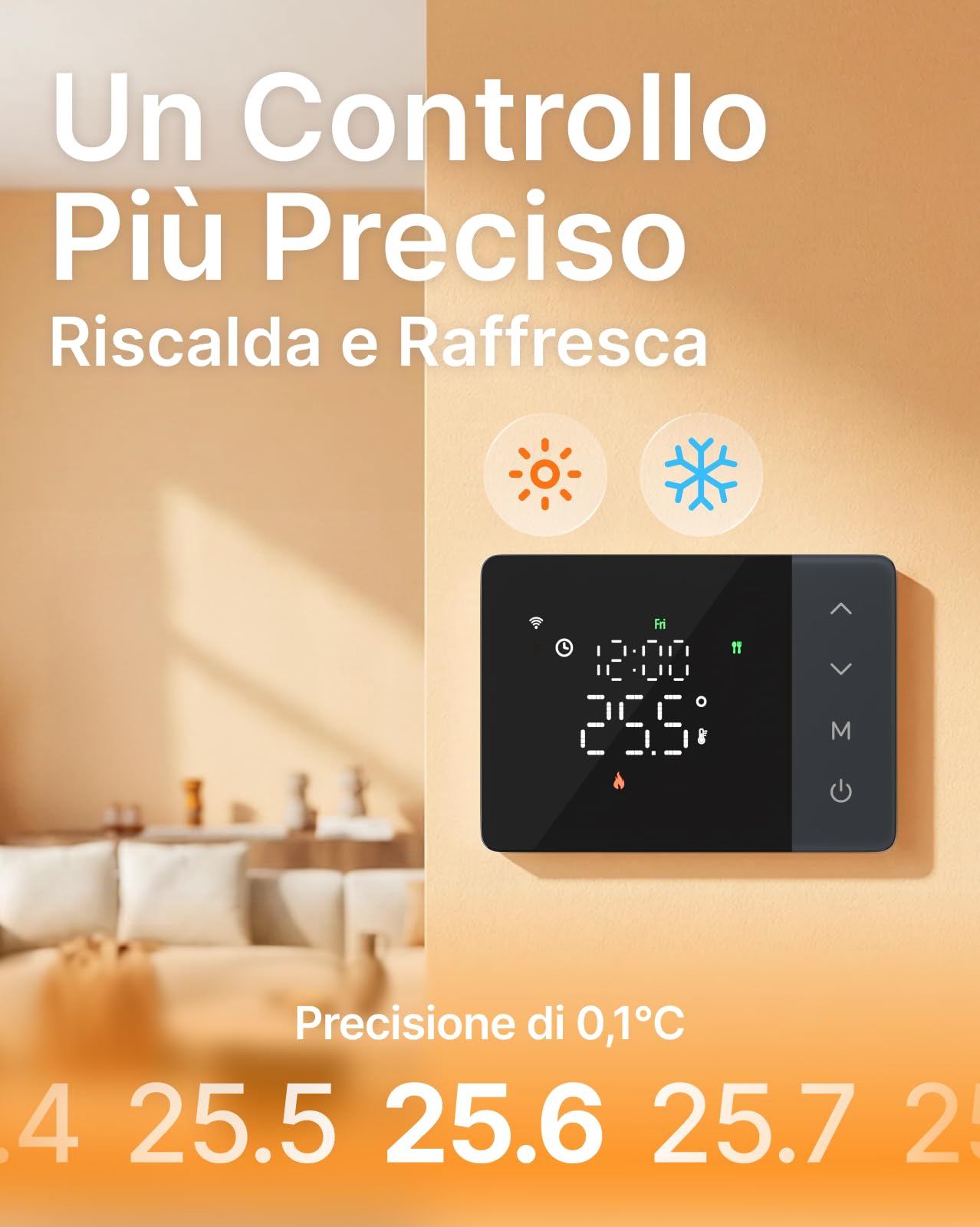 Cronotermostato WiFi a Batteria EZAIoT – Caldaia Gas, Scatola 502/503, Programmazione 7×6, NO/NC, 2.4GHz, Controllo Vocale Alexa/Google, Tuya APP, Nero