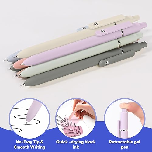 Miniatura 4 de Vanhench Suministros escolares, bolígrafos de gel estéticos, punta fina de 0.020 in, bonitos bolígrafos negros para oficina, accesorios de