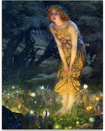 Fairy Painting Neoclassical Art Novue Print - Midsummer Eve by Edward Robert Hughes - 11x14 Unframed Poster - Perfect Vintage Home Decor and Great Gift for Those That Believe in Fairies, Magic