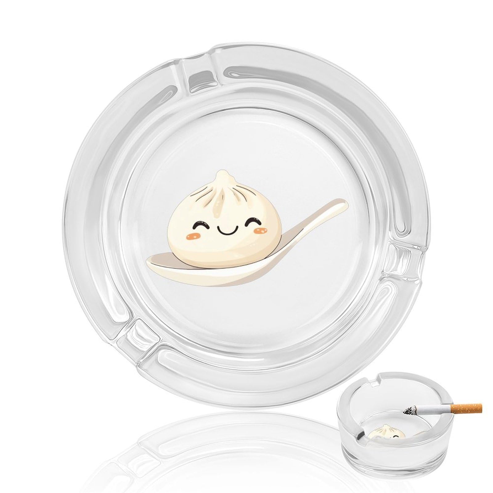 Xiaolongbao Chinese Dim Sum Bun Ashtray Portable Round Glass Outdoor Ash Tray for Home Office Garden Pub
