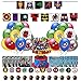 smileh Décoration Anniversaire Super Héros Ballons Bannière de Joyeux Anniversaire Marvel Décoration de Gâteaux Cartes Invitation de D'anniversaire pour Enfants Avengers Décorations de Fête