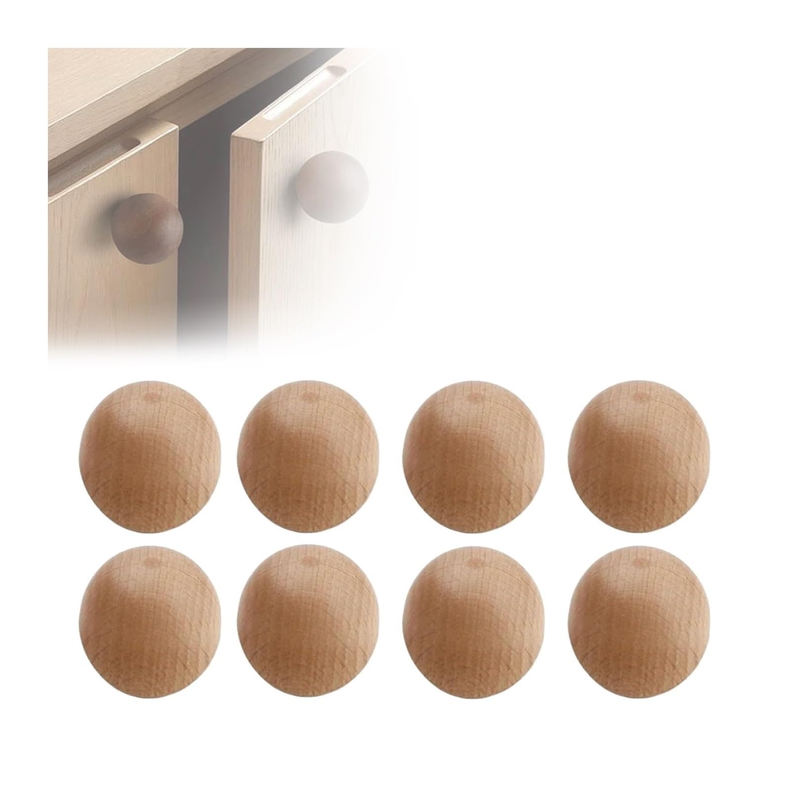 Opeximatun 8pcs Round Walnut Wood Cabinet Knobs(Color 1,40mm)