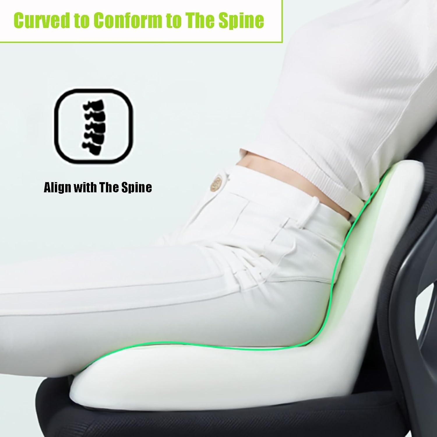 Cojín lumbar de espuma viscoelástica, almohada ergonómica para silla de oficina, asiento de coche, soporte de lectura para hombres y mujeres, cómodo y alivio del dolor
