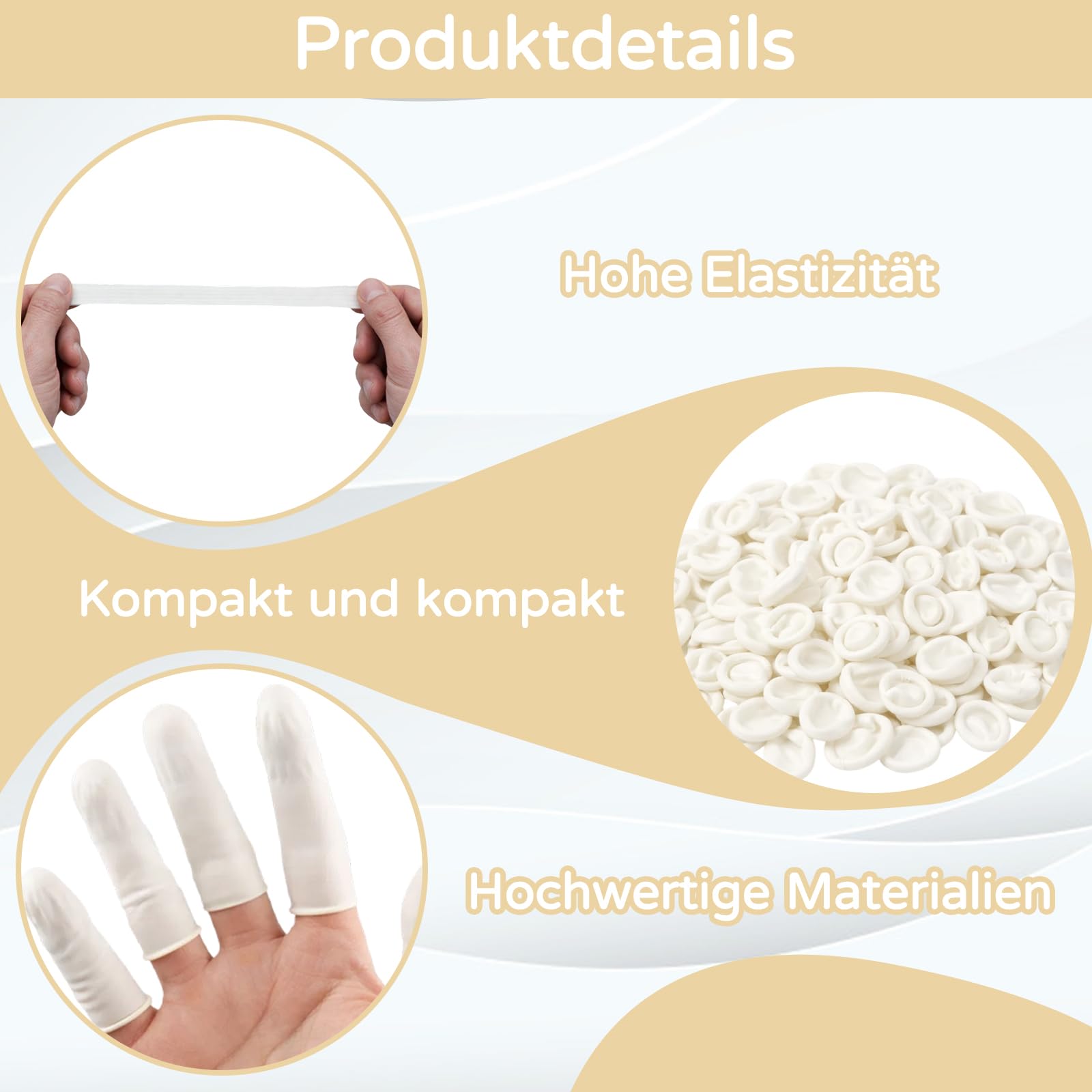 100pcs Doigtiers en Latex Blancs – Protège Doigts pour Doigt Blessé, Fissuré, Nail Art, DIY, Tatouage, Protection Médicale, Artisanat