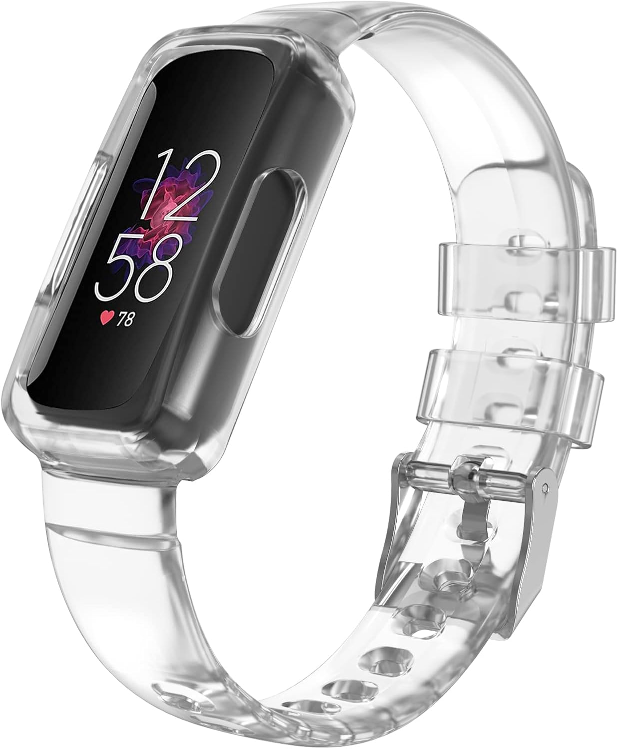 Watch Band Compatible with Fitbit Inspire 2 for Women Men, Clear Wristband with Built-in Protective Case Replacement for Fitbit Inspire/Inspire HR/Ace 2/Ace3