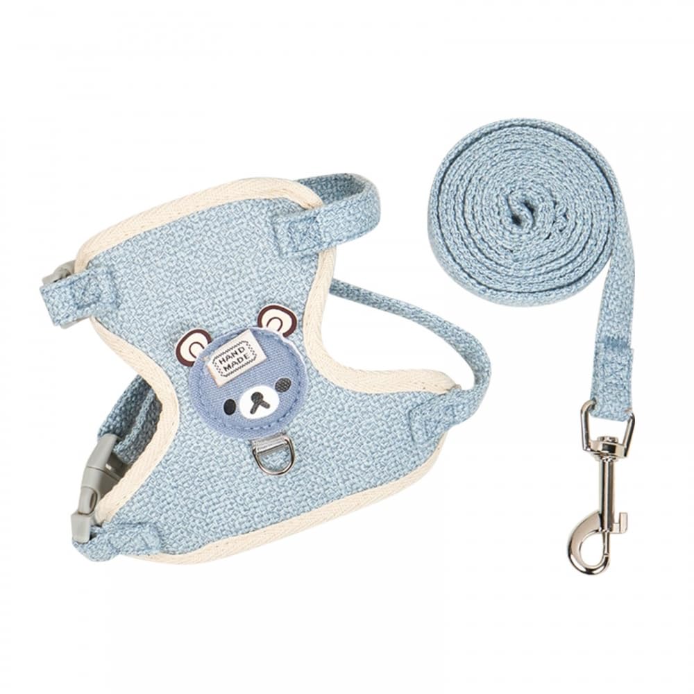 Cat Harness Leash Set, 360° Rotating Pet Tow Rope Soft Mesh Dog Harness Set for Outdoor Pet Walking, Blue M