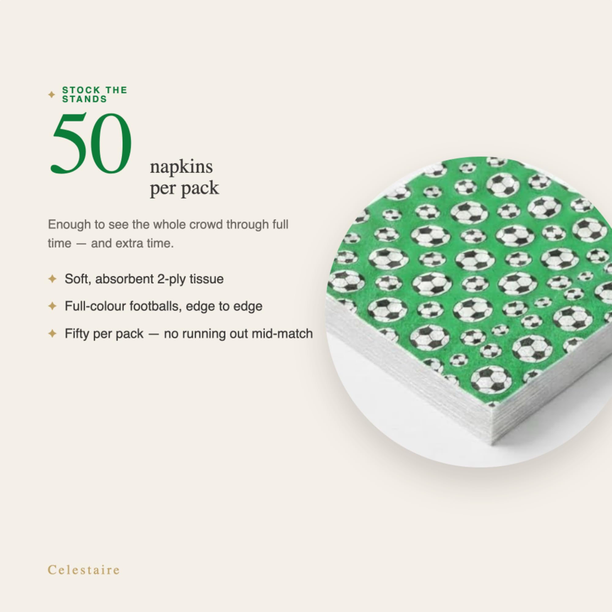 CELESTAIRE Premium 2 Ply Printed Paper Napkins, Pack of 50 (25 * 25cm) | Soft & Highly Absorbent Table Tissue Paper | Food Contact Safe Napkin for Home, Kitchen, Party, Birthday, Wedding & Daily Use 3