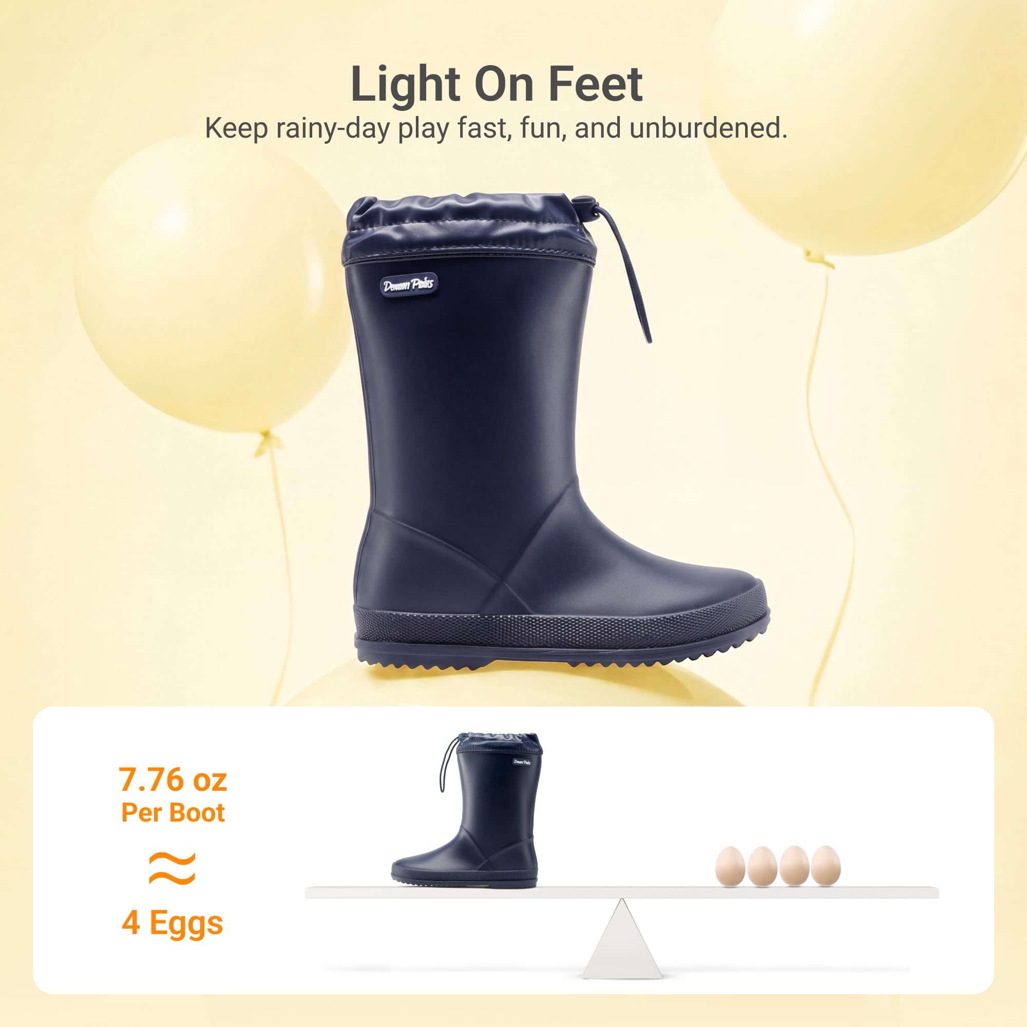 DREAM PAIRS KIDS Bottes de Pluie pour Enfants Imperméables et Légères Bottines Antidérapante Durable
