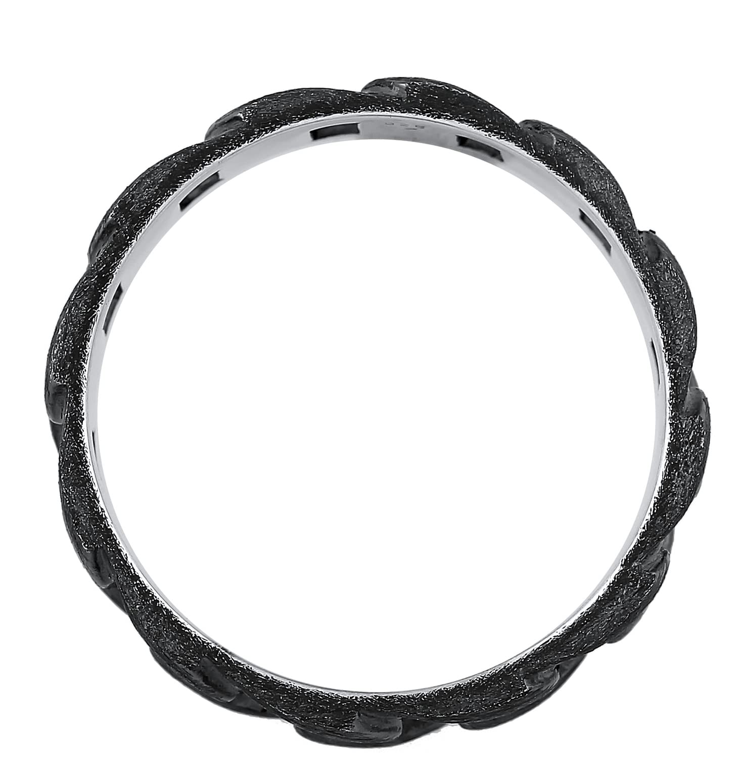 Kuzzoi Massiver Herrenring (8 mm) im Panzer Bandring Männer 925 Silber | oxidiert Ring im Chunky Chain Look Ringgröße 54-66
