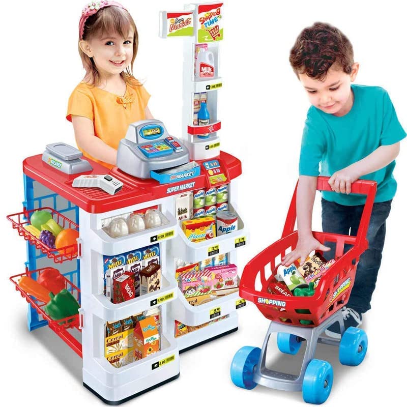 KAOMOJI Big Size Supermarket Kit for Kids, Super Market Set Toy with Shopping Cart and Sound Effects, Pretend Play Kitchen Set Kids Toys for Boys and Girls (B0B77TM9G1) Amazon Price History, Amazon Price Tracker