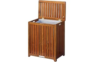 Oceanstar Solid Wooden Hamper: Enhance Laundry Days with Natural Charm