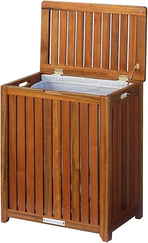 Oceanstar Cesto para ropa de Spa de madera solida