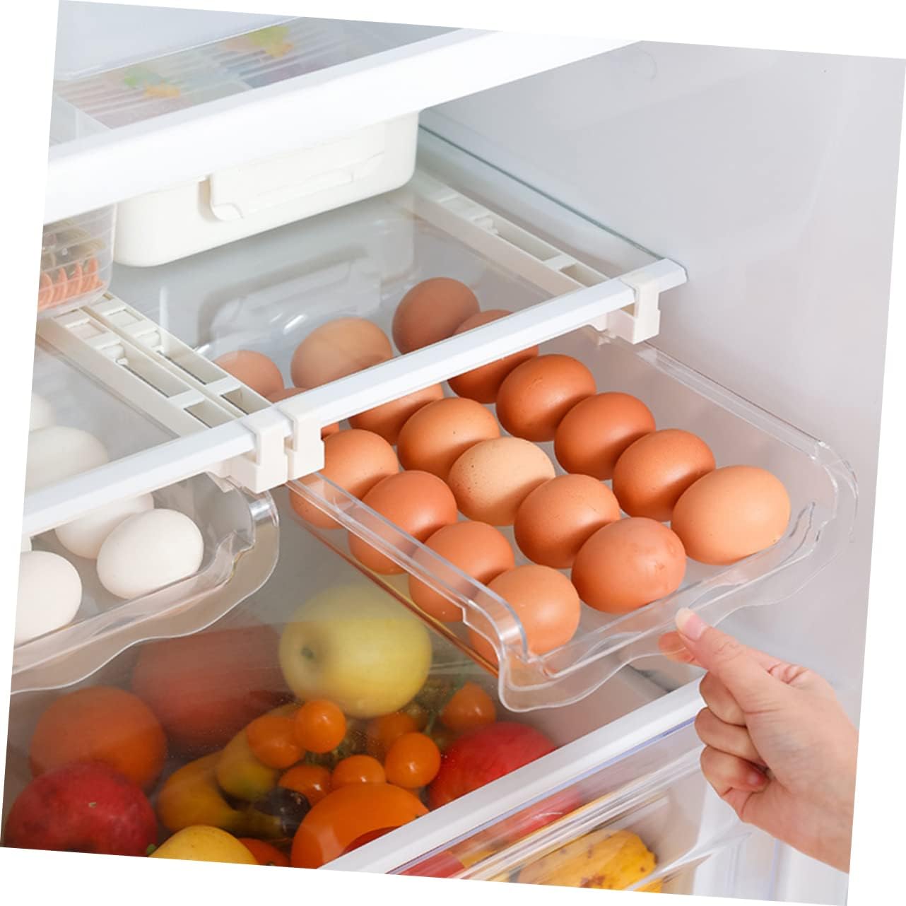 1pc Rolling Type Refrigerator Storage Rack Multi-function Container for Fridge Organization Lightweight and Easy to Clean Space-saving Design for Home Use