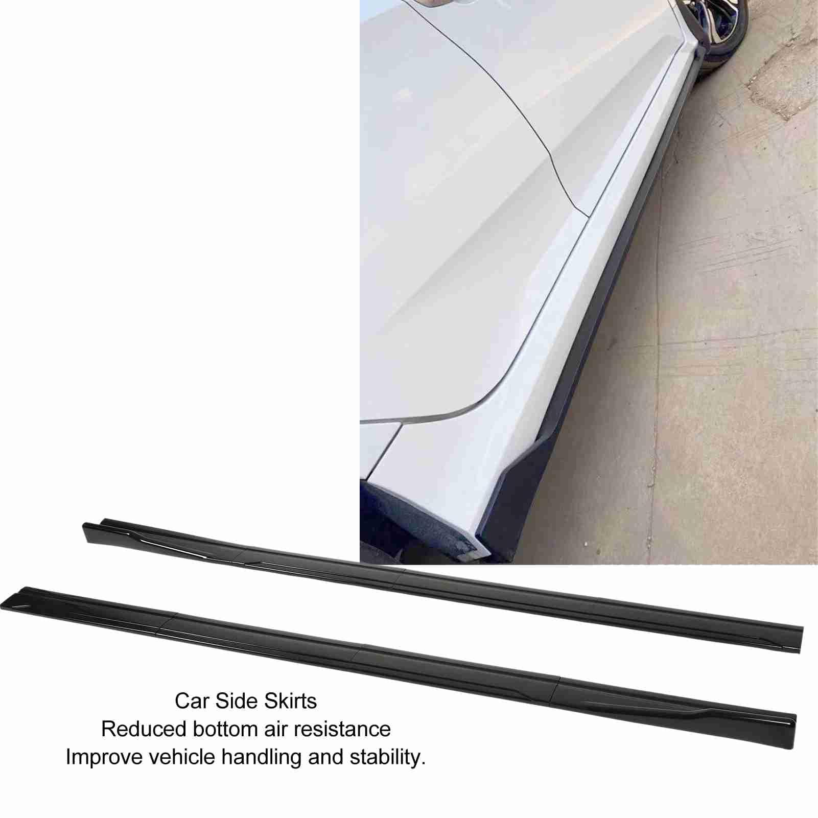 Auto-Seitenschweller, 2 m, universelle hintere Seitenschweller, Winglets, Diffusoren für Accord (Glänzendes Schwarz)