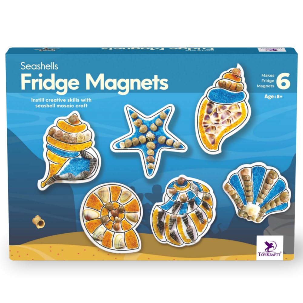 TOYKRAFTT Art N Craft Kit for Kids, Creative & DIY Toys, Kids Activity for Age of 8+ Year - Seashells Fridge Magnets & Photoframes (Seashells Fridge Magnets)