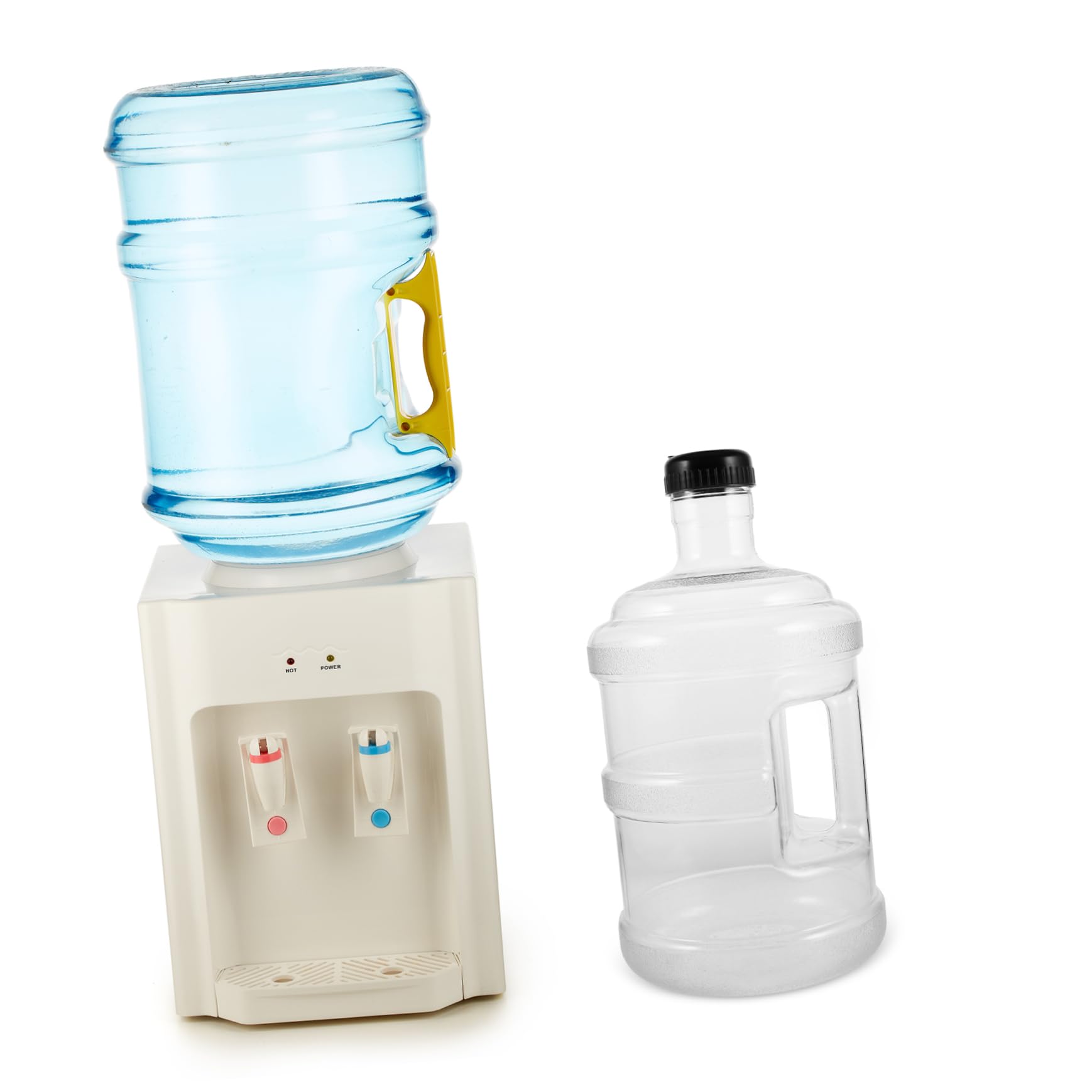 WOONEKY Leerer Wasserbehälter mit Griff 5l aus Pc, Rund, mit Ersatzdeckel | Breite Öffnung, Vielseitige Kompatibilität, für Gym und Büro, Transparente Ausführung