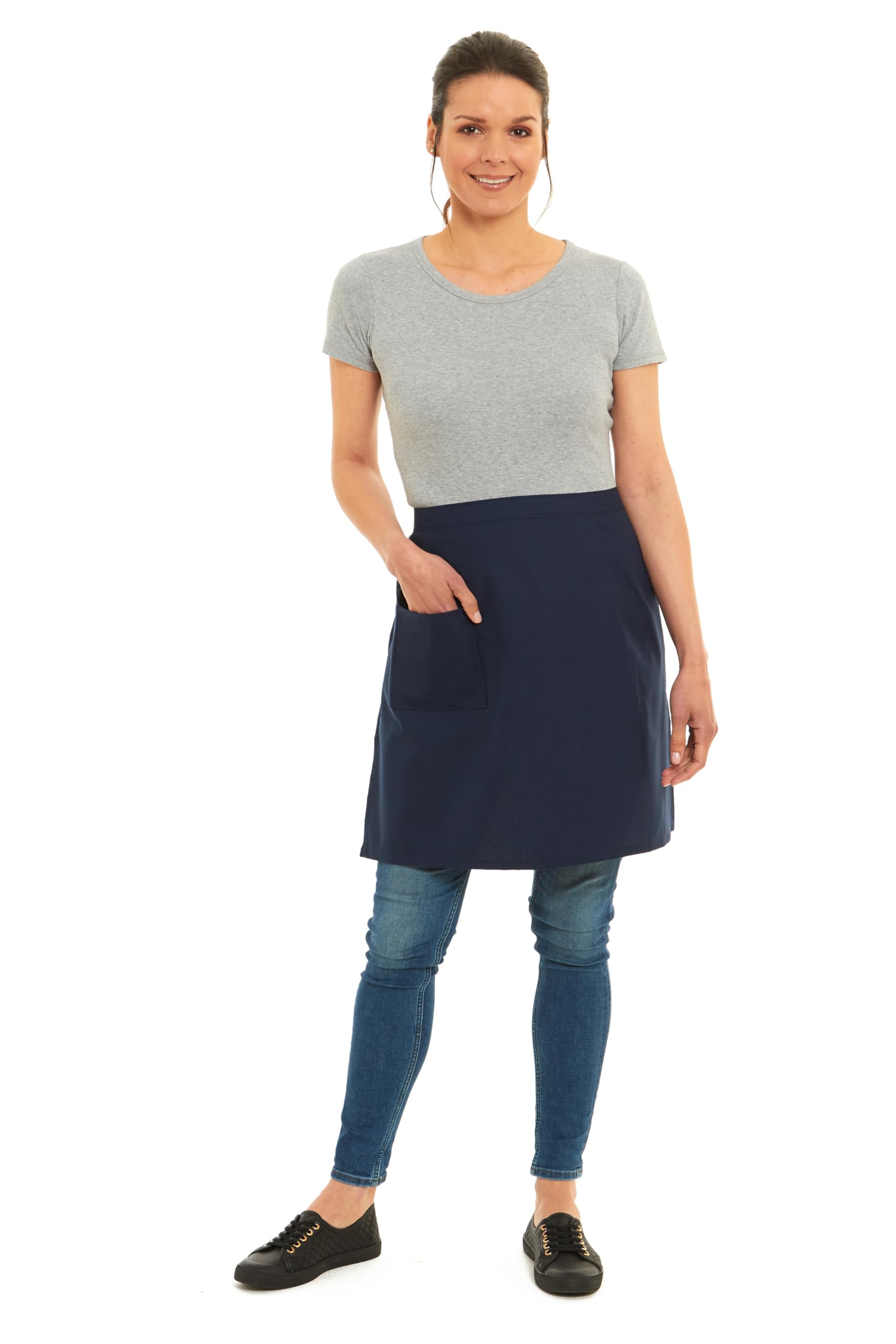 Tesmark Men's Navy Plain Half Aprons For And Wo With Pockets, One Size Plain Colour Versatile Aprons Ideal For Home Chef Waitress Bbq And Professional Use (Navy)