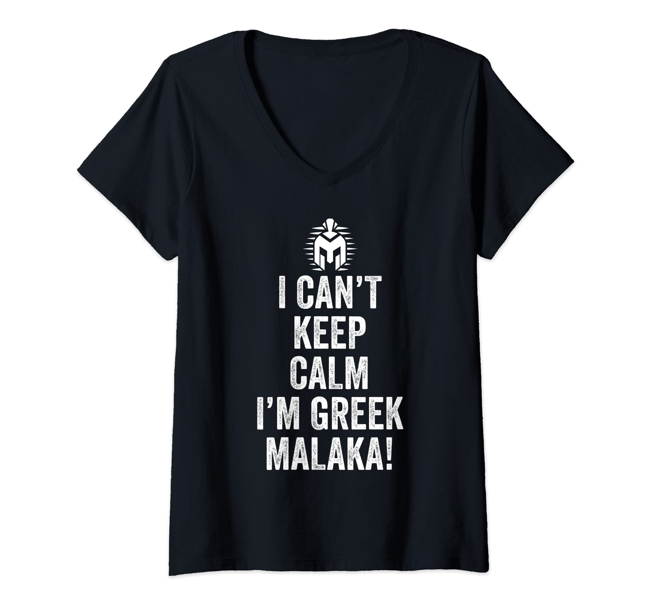 Womens Greek Malaka Greece V-Neck T-Shirt