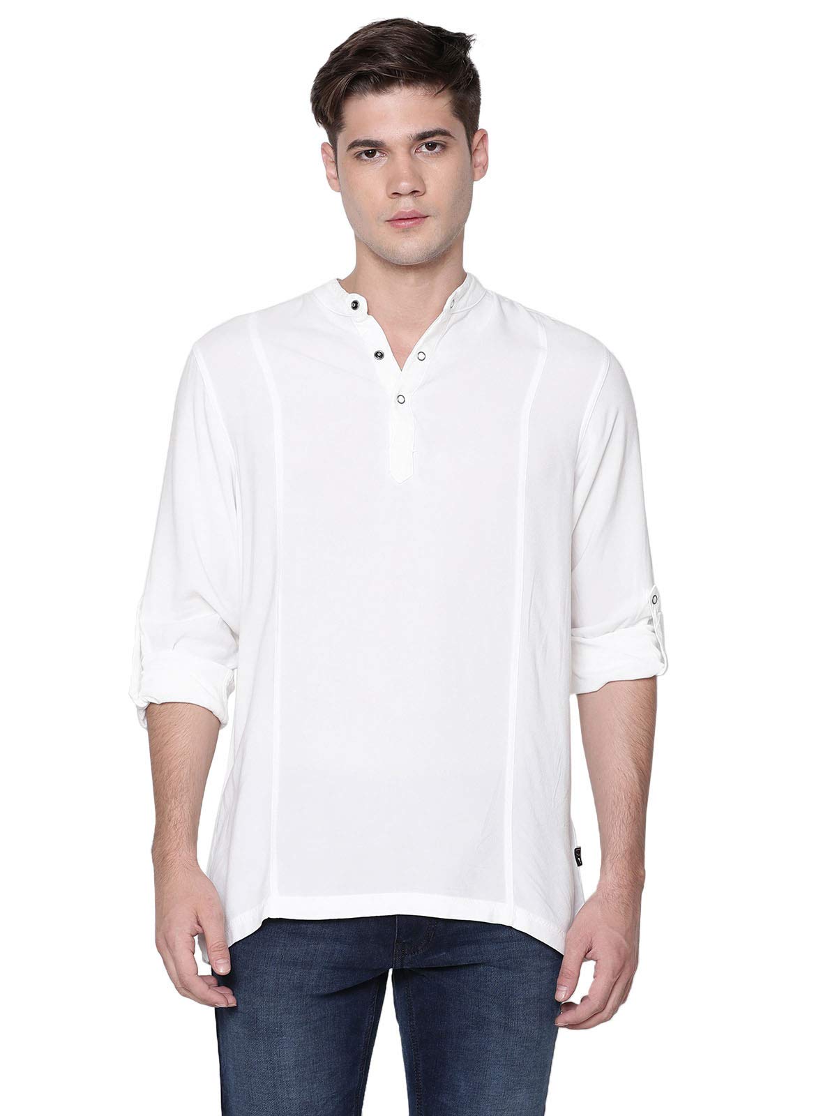 Men Solid Slim Fit 100% Viscose Casual Shirt/Kurta for Men-image-0
