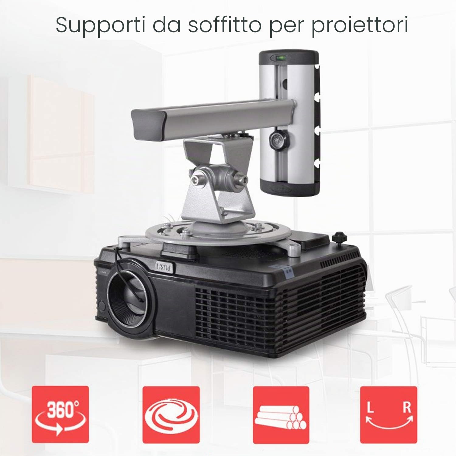 HFTEK – Supporto da parete universale per proiettori e videoproiettori (FA03PRS)