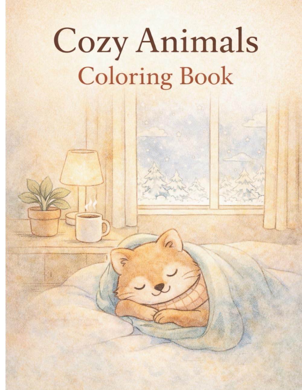 Cozy Animals Coloring Book: Relaxing Cute Scenes for All Ages