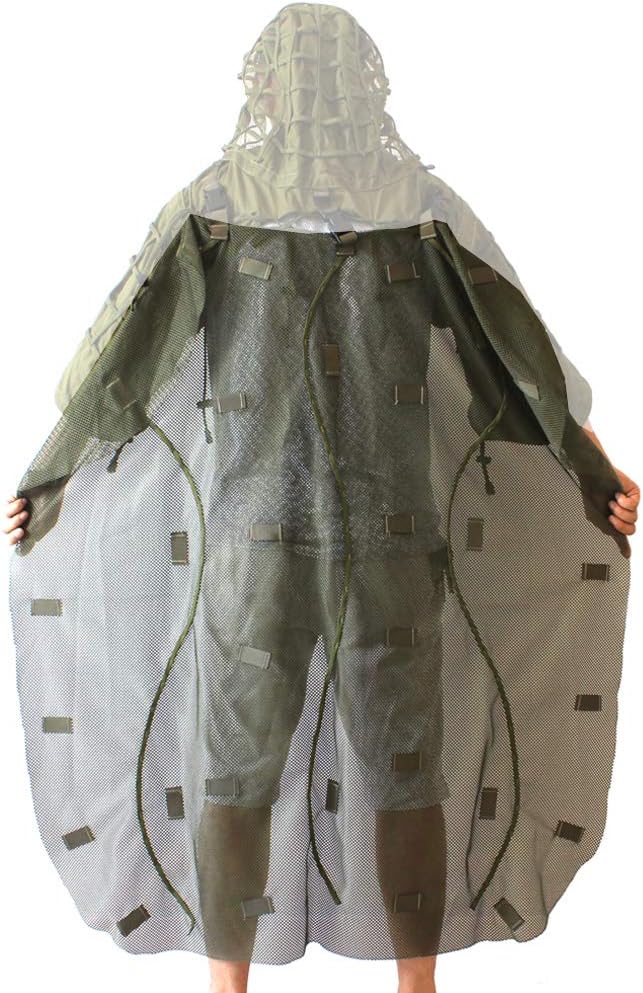 ROCOTACTICAL Breathable Ghillie Cape for Ghillie Suits Foundation, Mesh Nylon, for Hunting, Sniper, Airsoft, Wildlife Photography, Halloween, Army Green