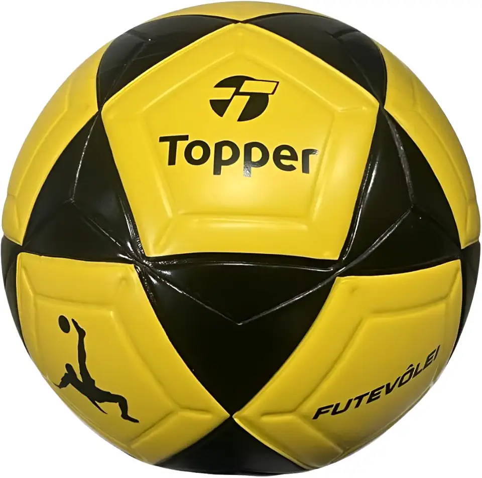 Bola de Futevôlei Profissional Topper R1 Areia | Preta e Amarela – Oficial Alta Performance, Resistência e Controle Para Jogos, Treinos e Lazer.
