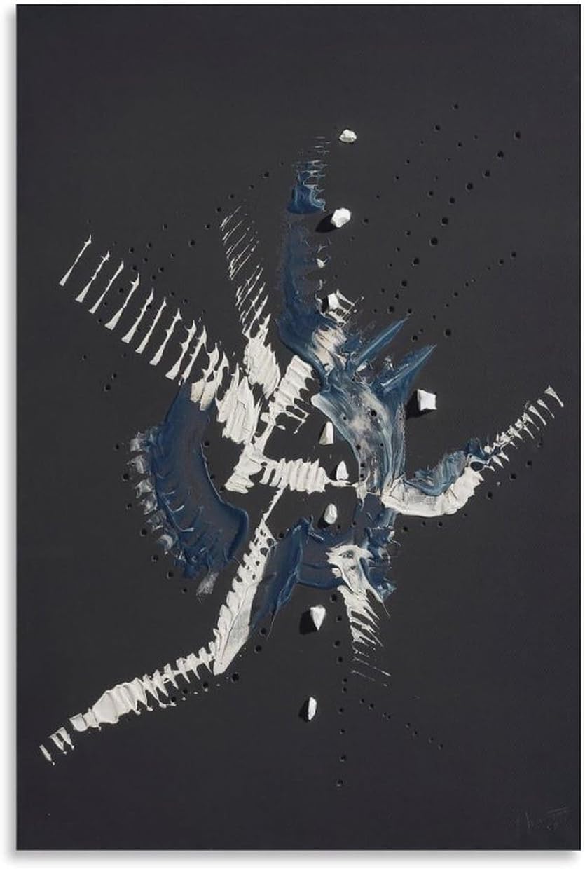 Orjdjz Wxkbl Lucio Fontana Posters《Concetto Spaziale》Painting Minimalist Wall Art Black Picture Lucio Fontana Canvas Prints for Home Decor 40x65cm Frameless