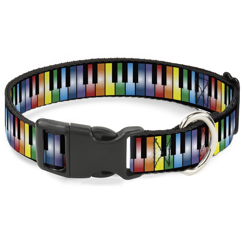 Collier clip en plastique col large 2,5 cm ajustable pour cou de chien taille moyenne motif piano