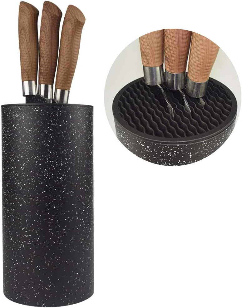 ROSHS Universal Freedom Knife Storage Stand, Multi-Functional Knife Block Holder, PP Resin Round Knife Holder, Unique Design Slot to Protect Blades Detachable for Easy Cleaning (Black Snowflake Dots)