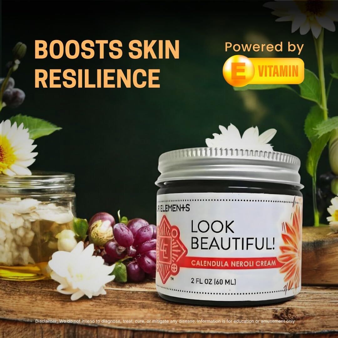 Four Elements 4E Calendula Neroli Cream 2 Oz | Organic Face Moisturizing Cream with Shea Butter & Essential Oils | Hydrating Skin care for Soft, Smooth Skin | Self-Care Gifts for Women - Image 7